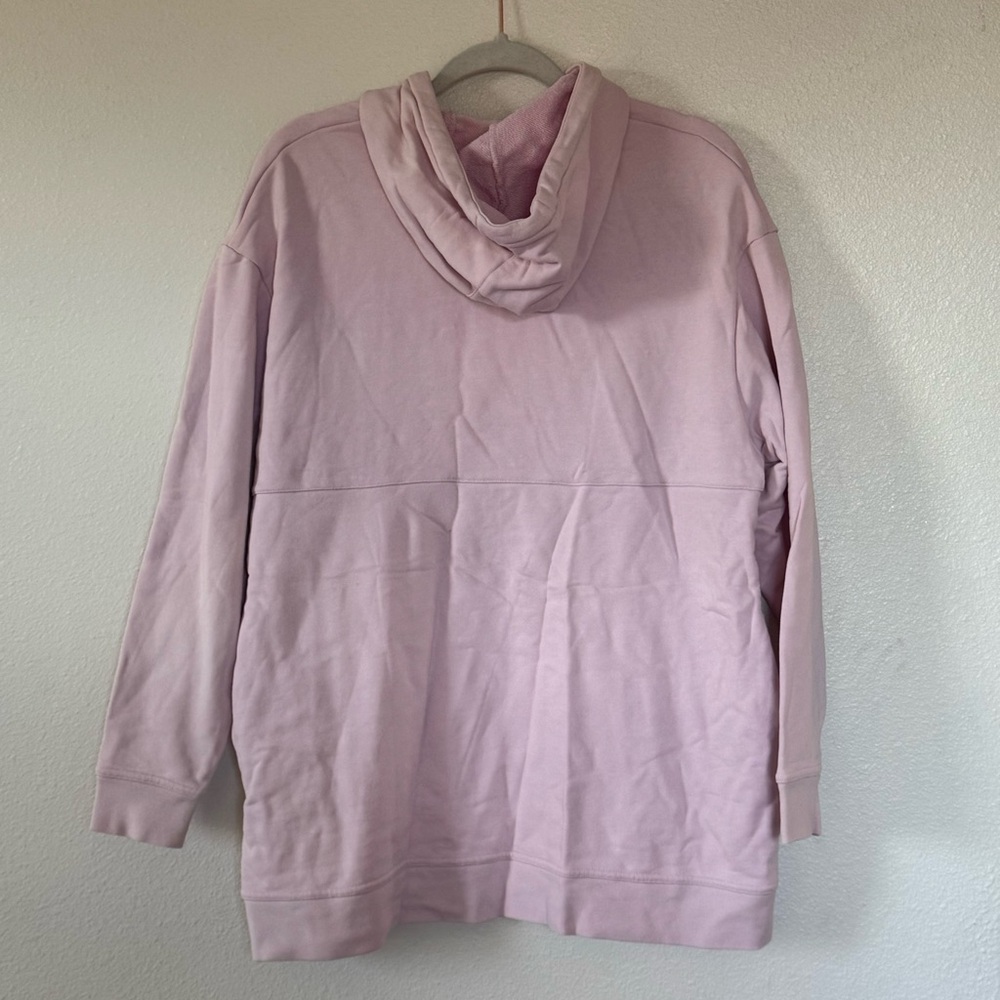 Nike Light Pink Black Big Swoosh Hoodie Sweatshirt Tunic Oversized Cotton M - Picture 3 of 7